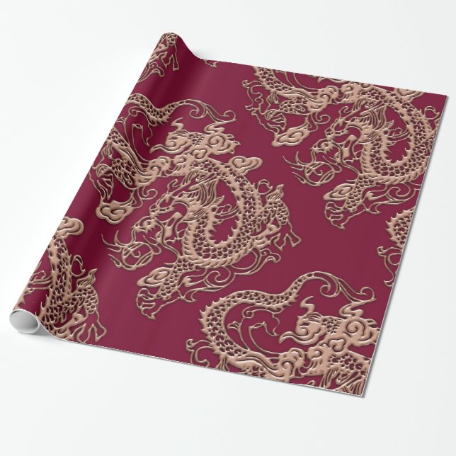 Papier Cadeau texture en cuir des dragons 3D métalliques (Déroulé)