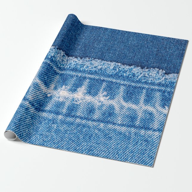 Papier Cadeau Texture en jean bleu (Déroulé)
