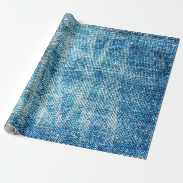 Papier Cadeau Texture en jean bleu (Déroulé)