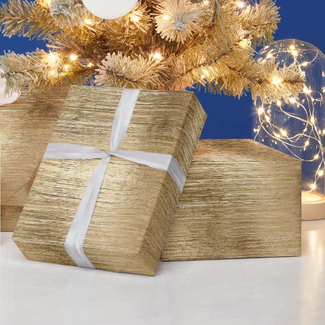 Papier Cadeau Texture métallique or rustique brillant élégant (Vacances)