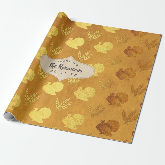 Papier Cadeau Thankesgiving Gold Foil (Déroulé)