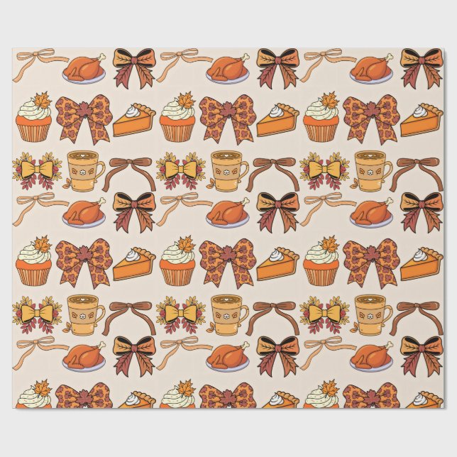 Papier Cadeau Thanksgiving Feast Themed (Plat)