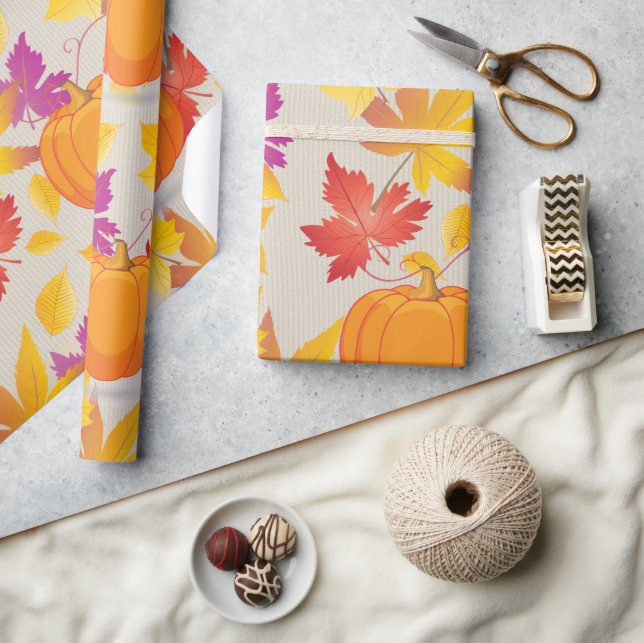 Papier Cadeau Thanksgiving Holiday Fall Maple Feuilles RETRO déc (Artisanat)