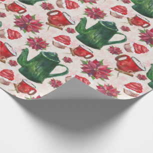 Papier Cadeau thé dansant des Fêtes de watercolor