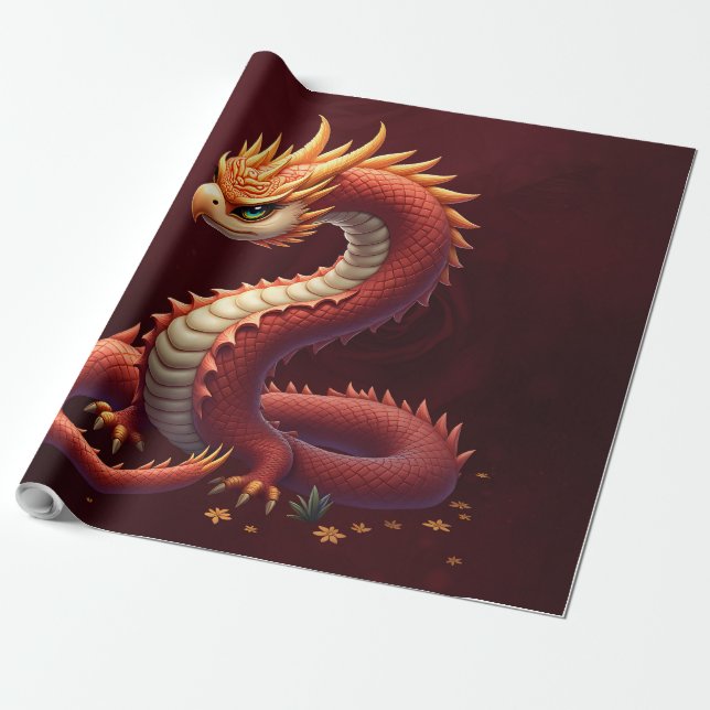 Papier Cadeau The golden serpent dragon. (Déroulé)