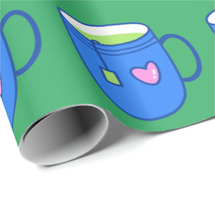 Papier Cadeau Thé vert Matcha en Motif clair Mug bleu