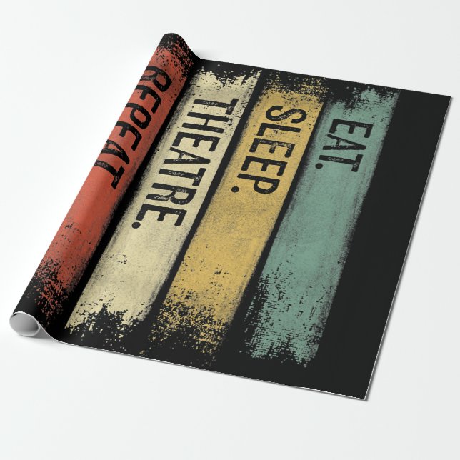 Papier Cadeau Théâtre Eat Sleep Théâtre Répéteur Acteur de cadea (Déroulé)