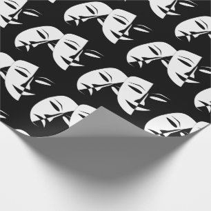 Papier Cadeau Théâtre Masque Comédie Tragédie Noir Blanc 