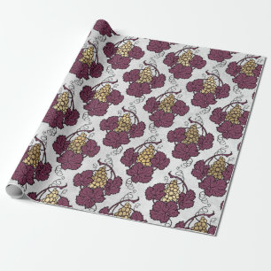 Papier Cadeau Thème Bourgogne Plum et Gold Wine