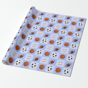 Papier Cadeau Thème de bal de sport Anniversaire