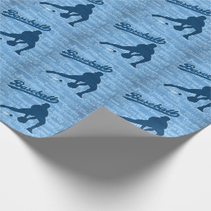 Papier Cadeau Thème de baseball dans les nuances de bleu