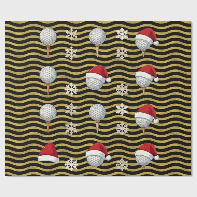 Papier Cadeau Thème de Noël de golf  (Plat)