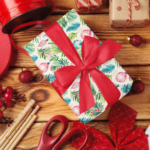 Papier Cadeau Thème de Noël ornements motifs verdure