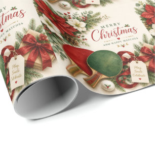 Papier Cadeau Thème de Noël ping pong