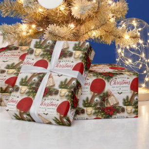 Papier Cadeau Thème de Noël ping pong