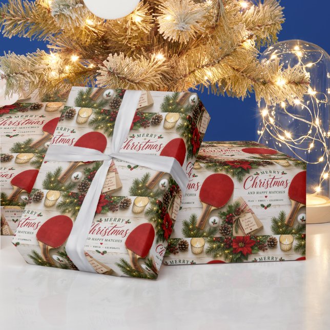Papier Cadeau Thème de Noël ping pong  (Vacances)