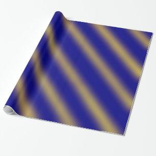 Papier Cadeau Thème de Noël Wavy Motif Gold & Blue