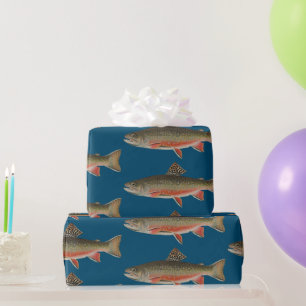 Papier Cadeau Thème de pêche à la truite brune