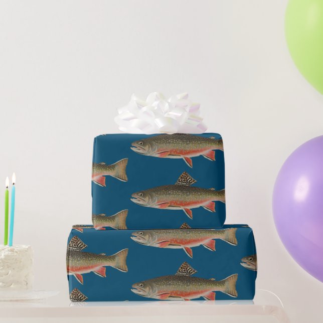 Papier Cadeau Thème de pêche de la truite broyée (Cadeaux de fête)