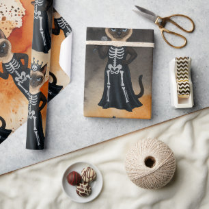 Papier Cadeau Thème Halloween pour les amateurs de chat siamois