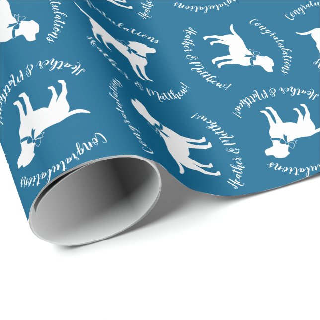 Papier Cadeau Thème Labrador - Baby shower de chien Blue Lab (Coin rond)