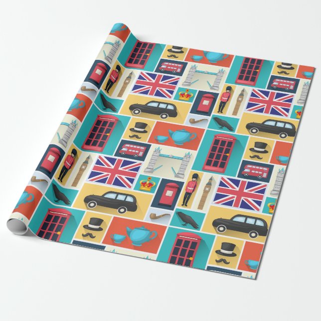 Papier Cadeau Thème Londres (Déroulé)