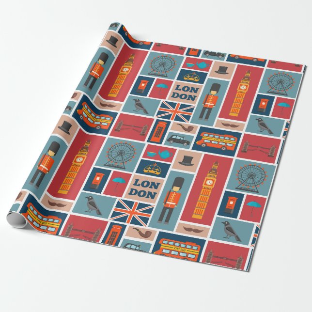 Papier Cadeau Thème Londres (Déroulé)