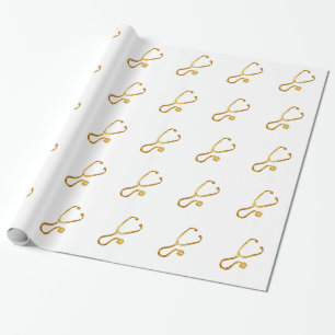 Papier Cadeau Thème Médicale d'or chic