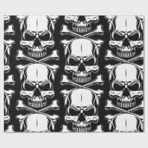 Papier Cadeau Thème pirate Fête Adulte Navires Skuls Noir