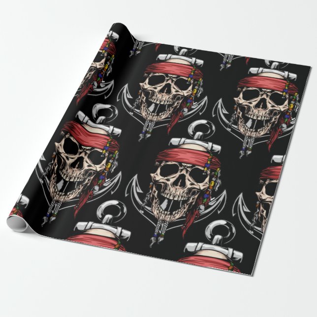 Papier Cadeau Thème pirate Fête Peau Adulte Nautique (Déroulé)