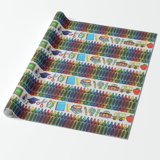 Papier Cadeau Thème scolaire personnalisable (Déroulé)