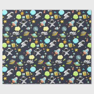 Papier Cadeau Thème spatial cool - Astronauts & Rocket Ships