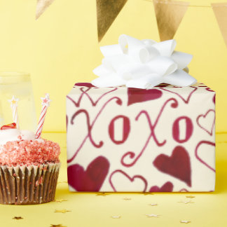 Papier Cadeau Thème vintage Valentine XXOO Calligraphie rouge iv
