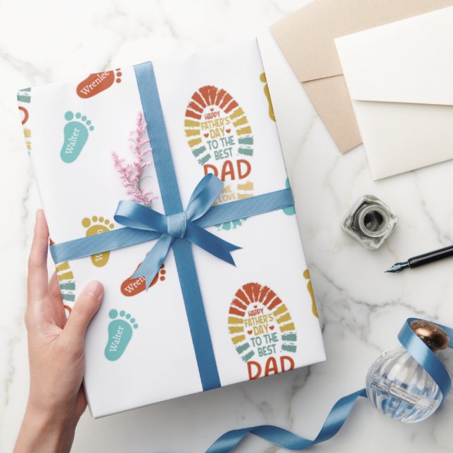 Papier Cadeau Three Footsteps Fatrhers Day Wrapping Paper (Cadeaux)