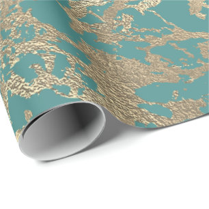 Papier Cadeau Tiffany Marine Molten Or Marbre brillant Métallo