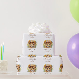 Papier Cadeau Tiger Baby Je t'aime Maman