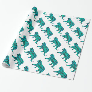 Papier Cadeau Tiger noir et Turquoise