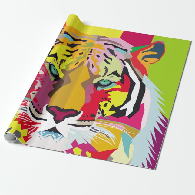 Papier Cadeau Tiger Pop Art Portraitart, pop, tiger, animal, fac (Déroulé)