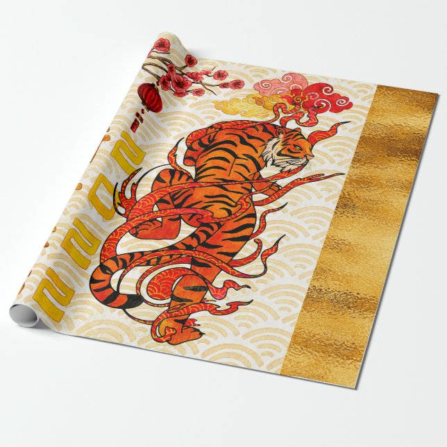 Papier Cadeau Tiger Zodiac, Nouvel An Chinois 2022 (Déroulé)