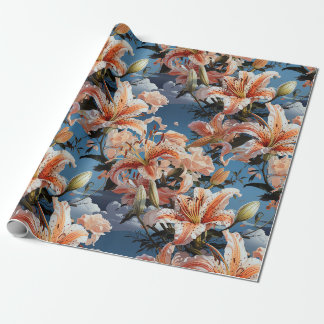 Papier Cadeau Tigre Blanc Pastel Lilly sans couture