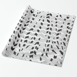 Papier Cadeau Tigre Cheveron noir et blanc