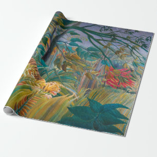 Papier Cadeau Tigre dans la forêt tropicale de tempête dans la
