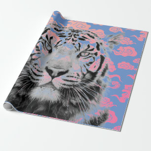 PAPIER CADEAU TIGRE DE CADEAU EN ÉPAISSEMENT AVEC NUAGES JAPONAI