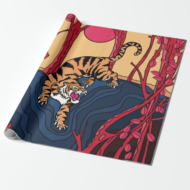 Papier Cadeau Tigre japonais (Déroulé)