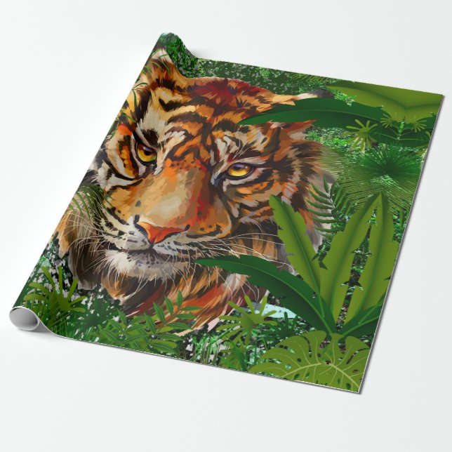 Papier Cadeau Tigre | Papier d'enveloppement du tigre de la jung (Déroulé)