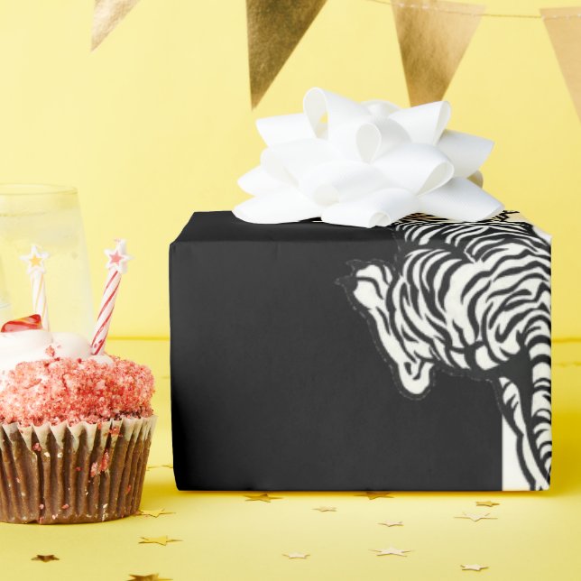 Papier Cadeau Tigres en noir et blanc (Fête d'anniversaire)