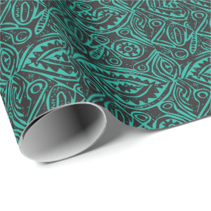 Papier Cadeau Tiki Motif noir et vert