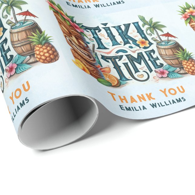 Papier Cadeau TIKI Party personnalisé (Coin rond)