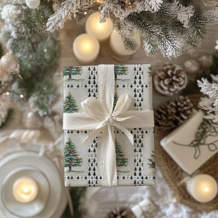 Papier Cadeau Timbre de l'arbre de Noël Vintage