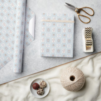 Papier Cadeau Timbres Océan Pastel Baby Shower
